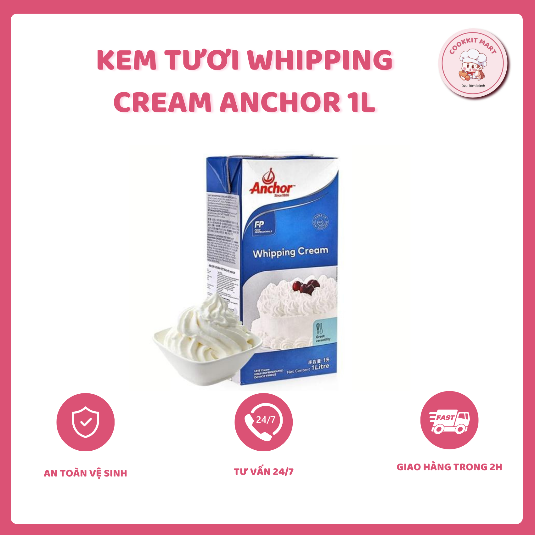Kem tươi Whipping cream Anchor 1L
