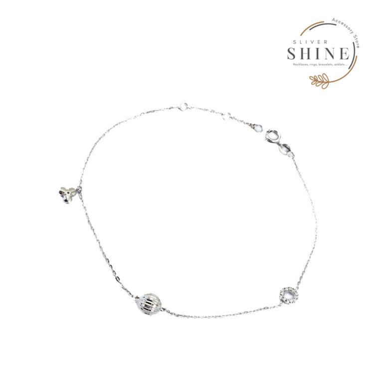 Lắc chân bạc sợi kép ngôi sao lấp lánh