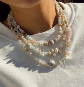 Dây chuyền đá handmade thạch anh trắng