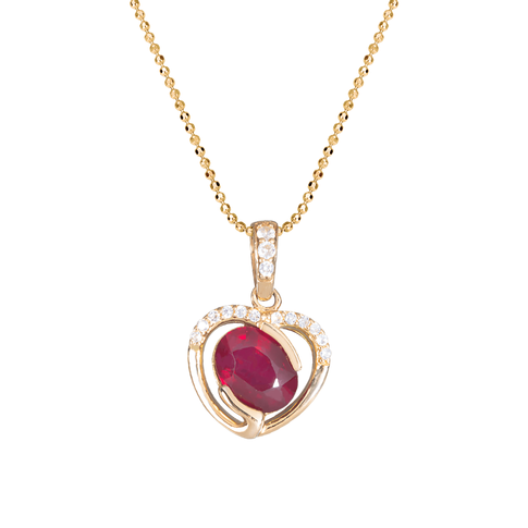 Mặt dây chuyền đính đá Ruby PNL  Vàng 18K