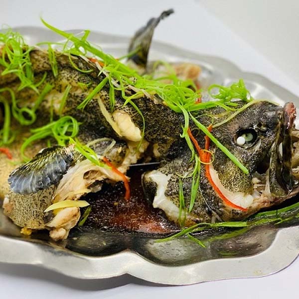 Cá mú hấp hongkong 1 con đủ cho 5 người ăn kèm với cơm hoặc bún