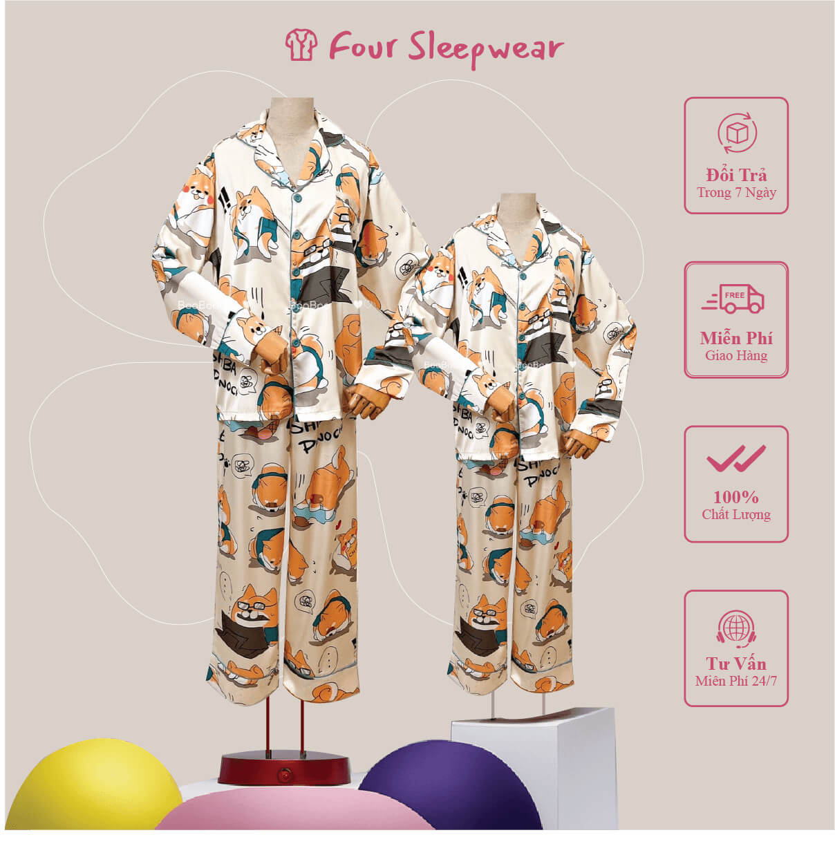 BỘ PIJAMA SHIBA KEM – SK2896