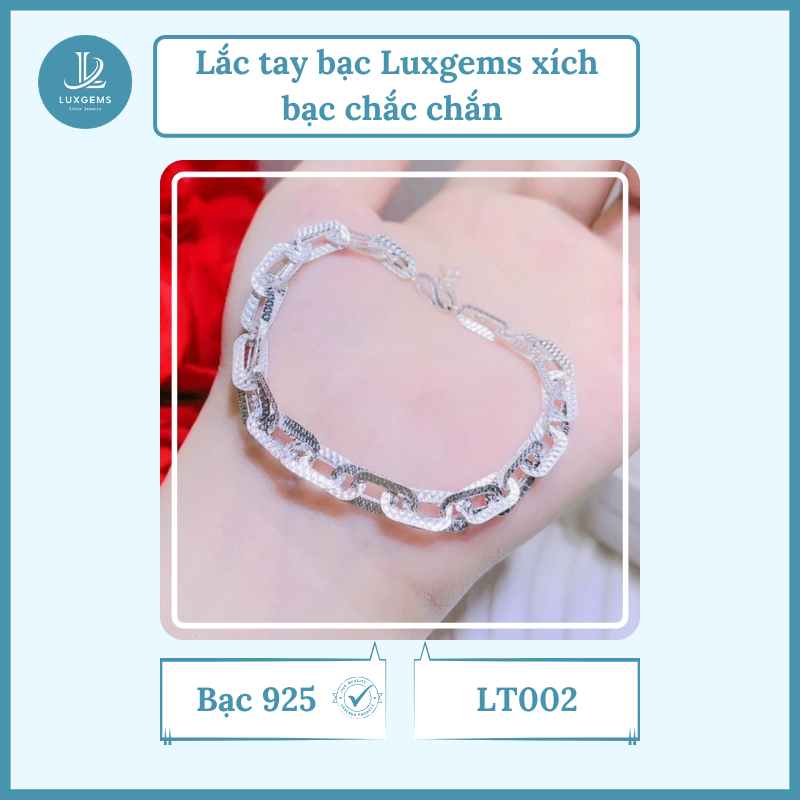 Lắc tay Luxgems_Lắc tay xích bạc chắc chắn cho nữ_LT002