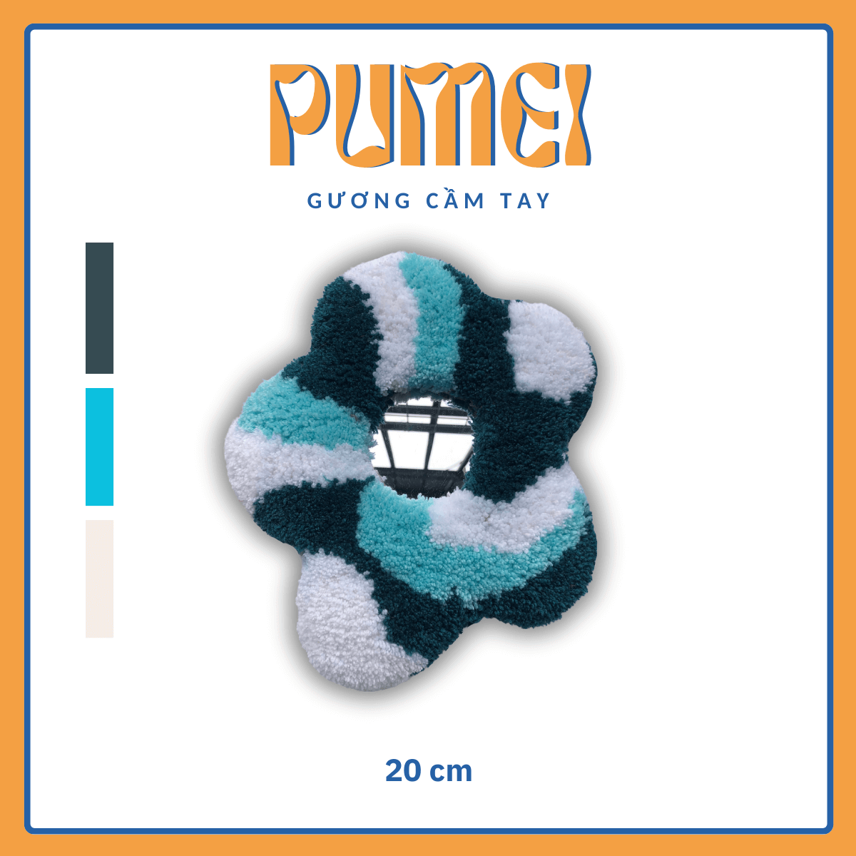 Gương decor cầm tay hình hoa phối màu