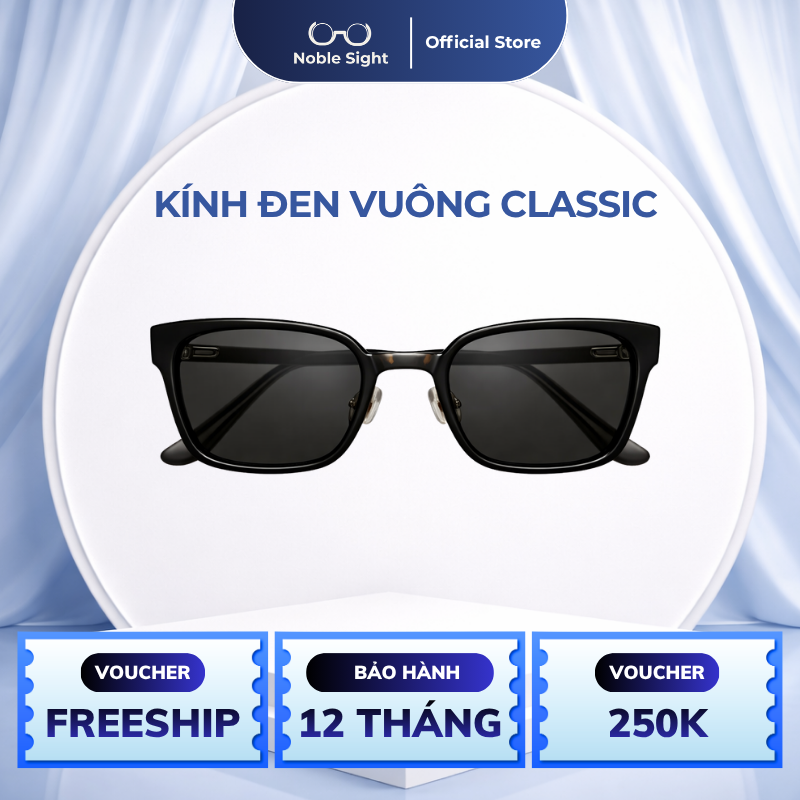 Kính Đen Vuông Classic Noble Sight Chất Liệu Nhựa Dẻo Phong Cách Nhật Bản NS1006