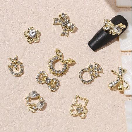 Phụ Kiện Trang Trí Móng Tay Nghệ Thuật Bằng Hợp Kim Hình Nơ Đính Đá Toàn Diện 3D