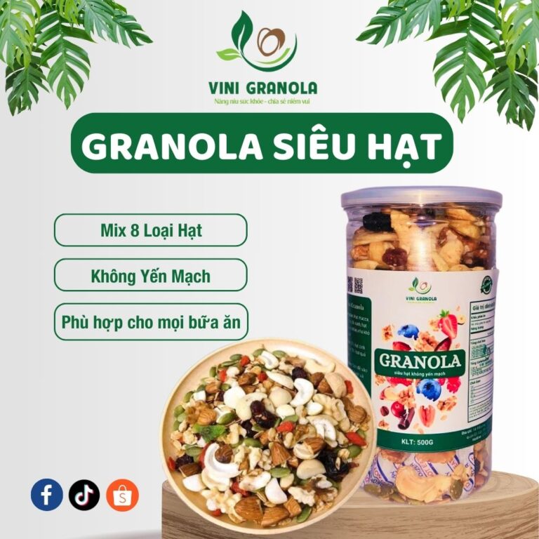 Granola siêu hạt, siêu macca không yến mạch từ nhà Vini Granola - 500gr x Hộp