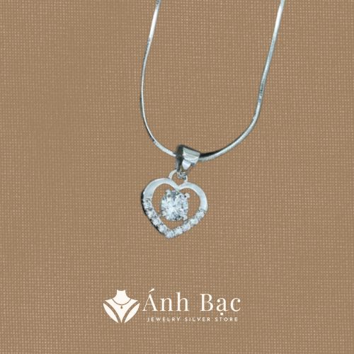 Dây chuyền Ánh Bạc S925 mặt trái tim lấp lánh