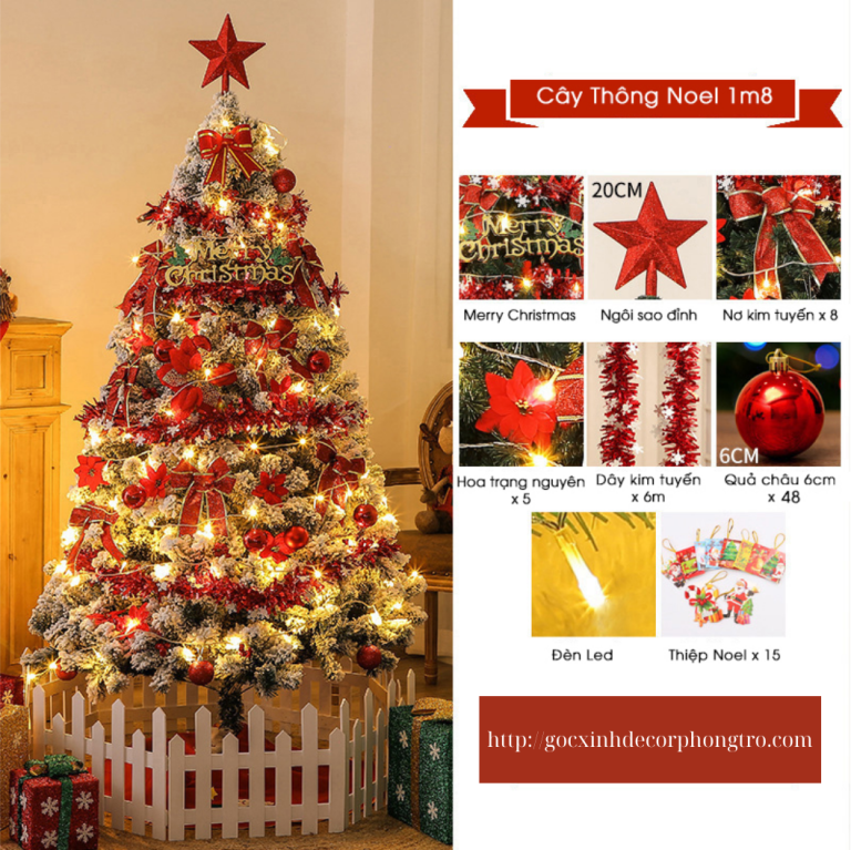 Combo cây Thông Noel kèm phụ kiện trang trí cây thông noel siêu đẹp mẫu mới 2023