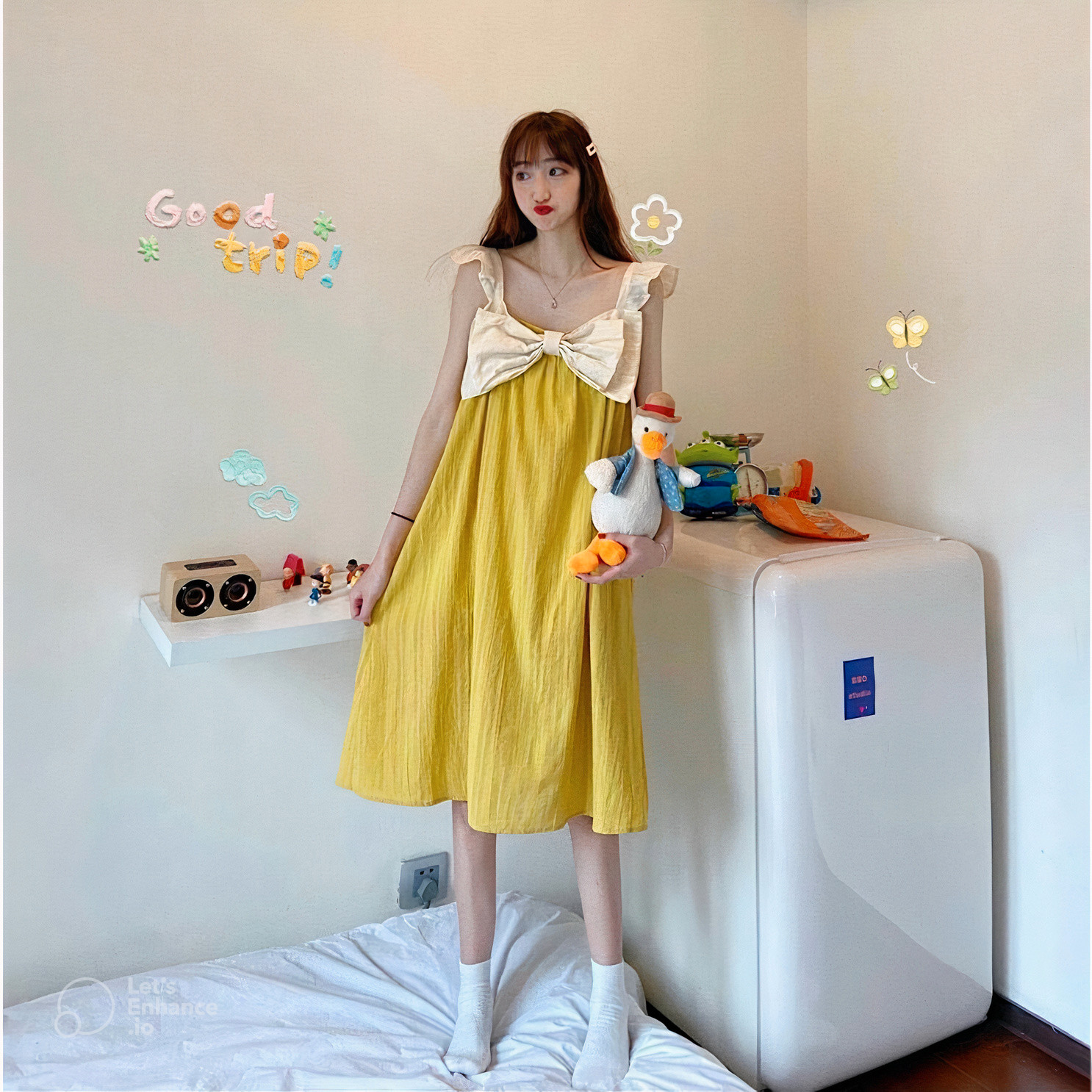 Abbey Clothing- Váy Ngủ Dây Nơ Tiểu Thư