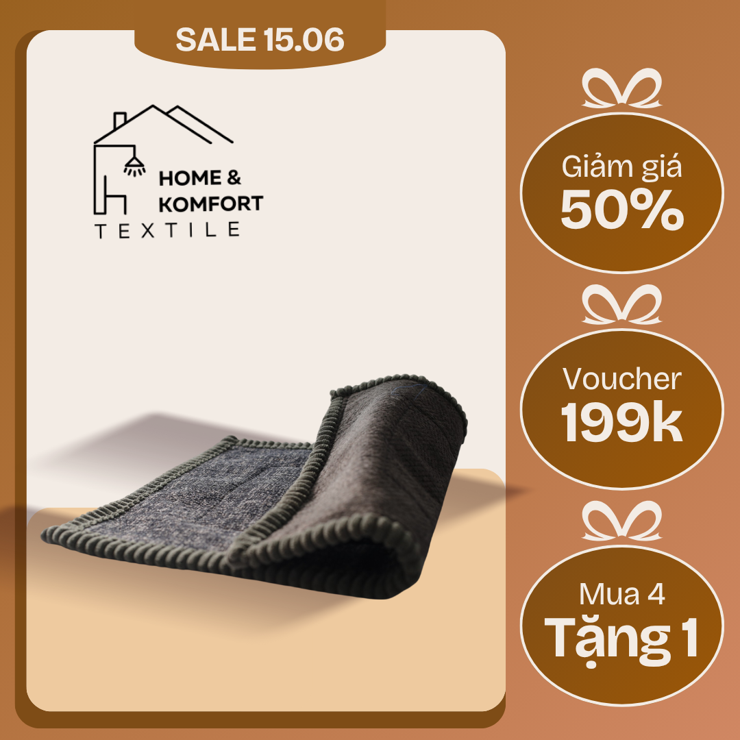 Thảm lau chân 40x60, họa tiết đơn giản, màu trơn đen, viền lục.