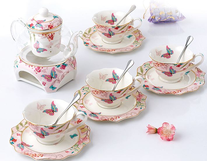 BỘ TÁCH TRÀ VÀ ẤM TRÀ BƯỚM - DECORV3N