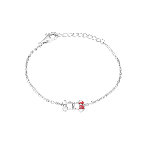 Lắc tay trẻ em bạc Disney PNL hình chuột Mickey nơ đỏ