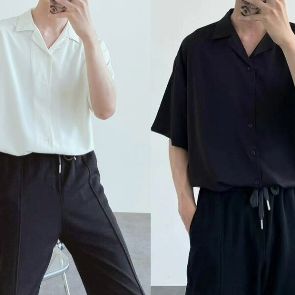 Áo sơ mi tay ngắn cổ vest