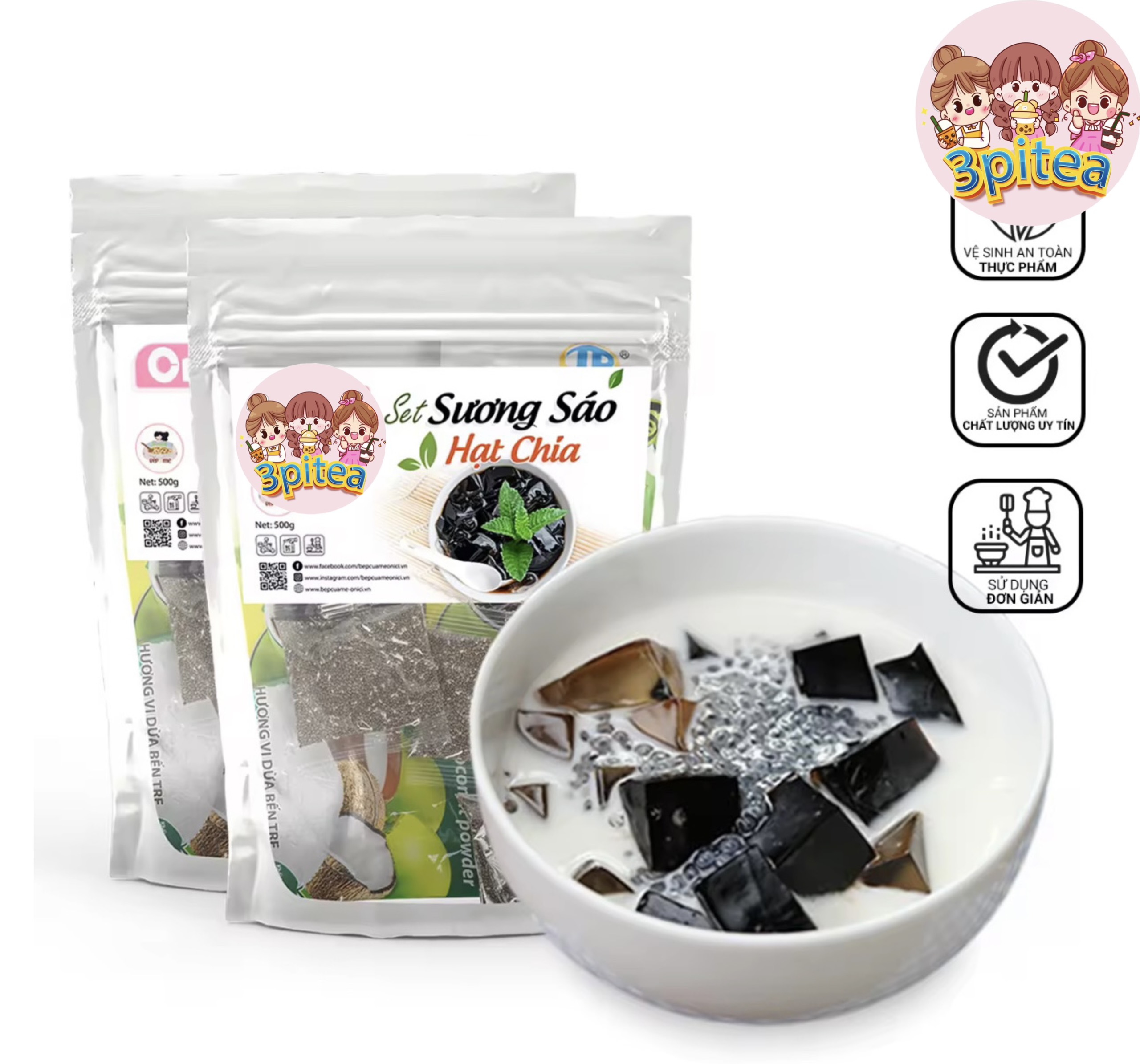 Set nguyên liệu chè sương sáo & hạt chia