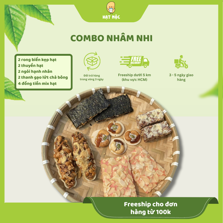 Combo nhâm nhi 5 loại bánh hạt dinh dưỡng ngon mê ly - Hạt Mộc
