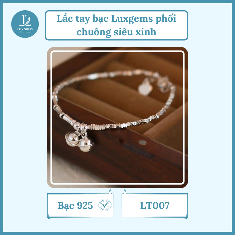 Lắc tay bạc Luxgems_Lắc tay phối chuông siêu xinh_LT007