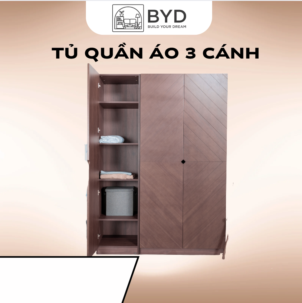 Tủ Quần Áo 3 Cánh Ngăn Kệ