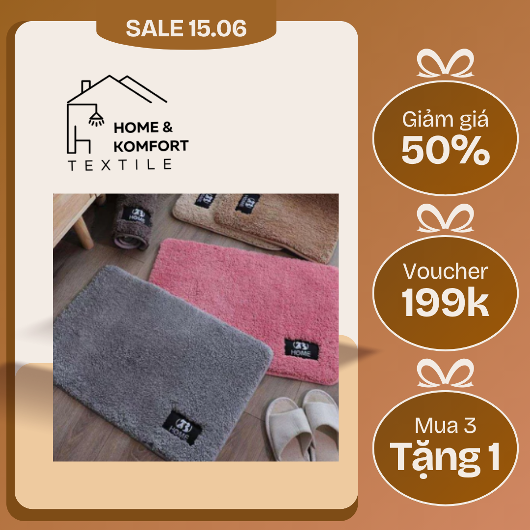 Combo 3 Thảm Lau Chân Nhà Tắm, Nhà Bếp Chống Trượt Lông Mịn HKT