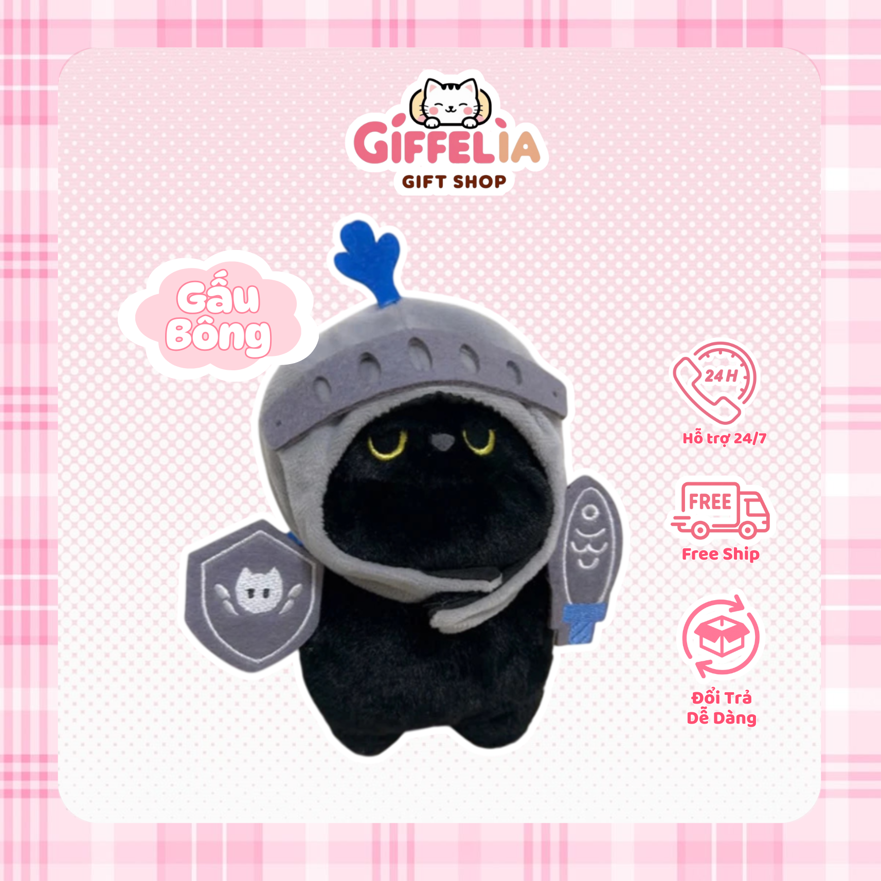 Gấu Bông Mèo Hiệp Sĩ Có Thể Tháo Rời – Giffelia