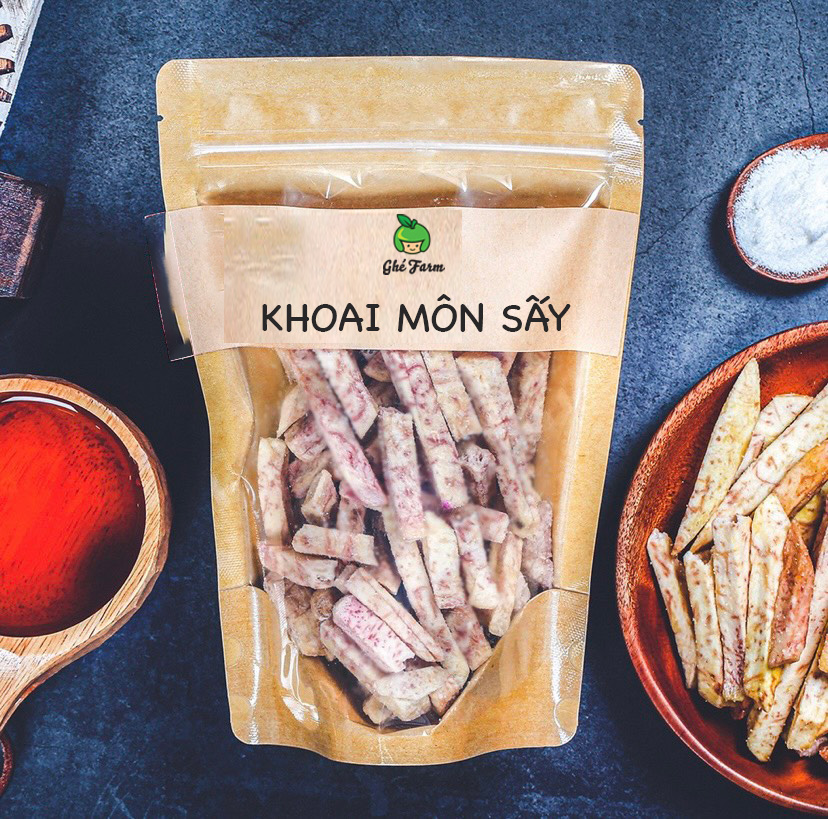 Khoai môn sấy giòn, 120g, bịch, mẫu kraft 1 mặt trong