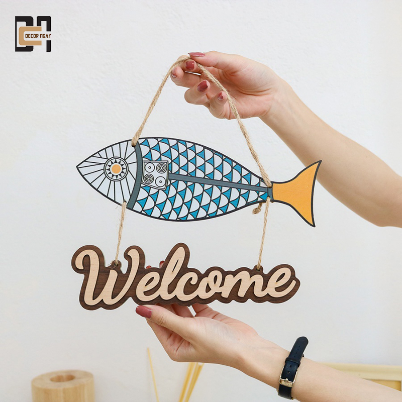 Bảng Gỗ Decor Trang Trí Chữ WELCOME