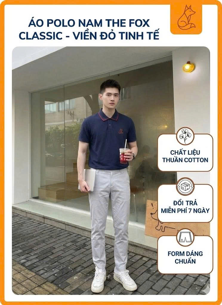 ÁO POLO NAM THE FOX CLASSIC – VIỀN ĐỎ TINH TẾ -F17
