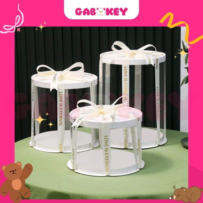 Hộp Mica trụ tròn đựng gấu bông