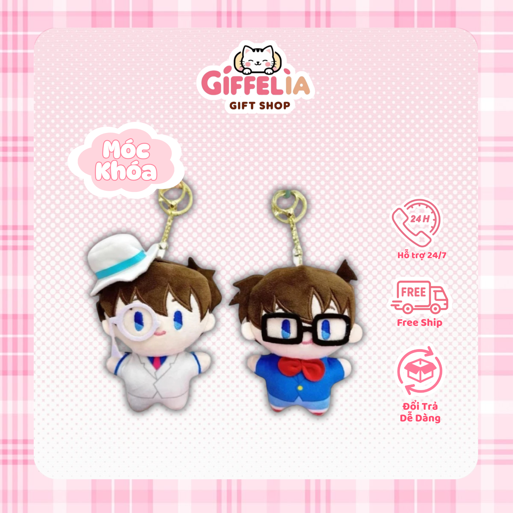 Móc Khoá Búp Bê Thám Tử Lừng Danh Conan Kaito Kid – Giffelia