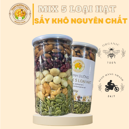 MIX 5 LOẠI HẠT SẤY KHÔ DINH DƯỠNG THƠM NGON TỪ THIÊN NHIÊN