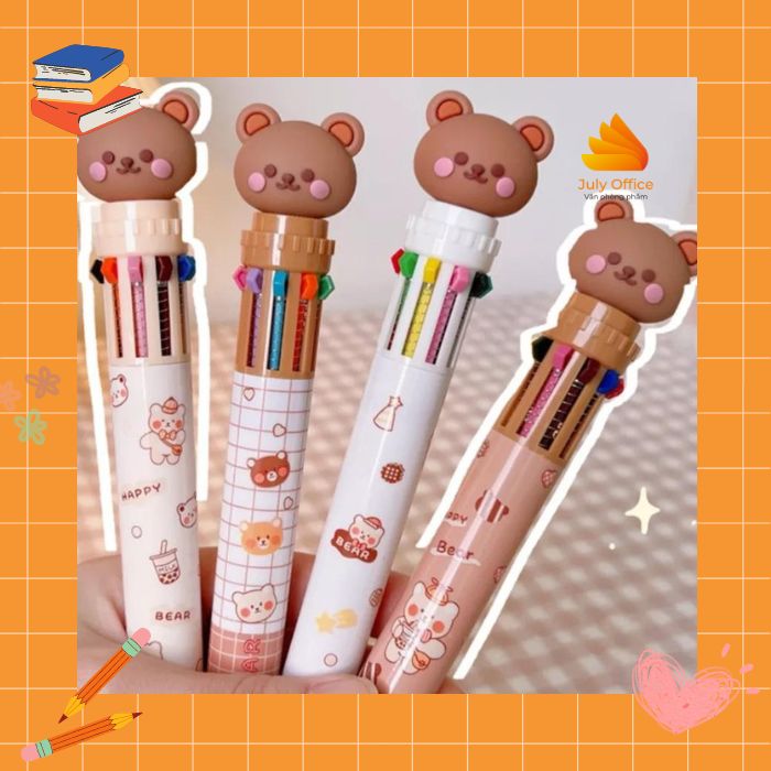 Bút bi hình gấu 10 màu xinh xắn