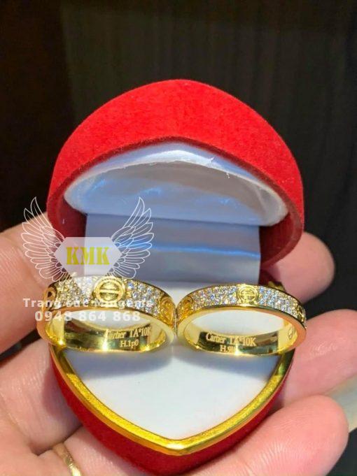 Nhẫn Cặp Cartier vàng 18k Đính Full kim cương Sang Trọng nhất