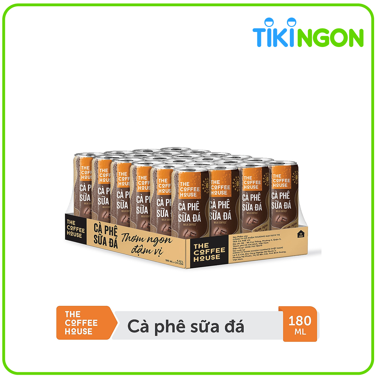 Thùng cà phê sữa đá The Coffee House uống liền 24 lon 180ml