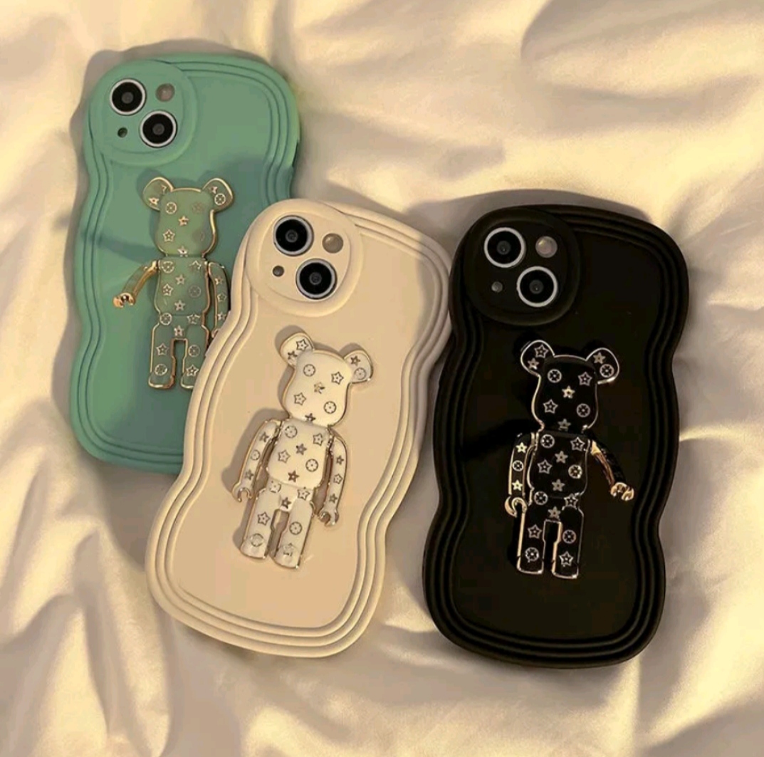 Ốp lưng iPhone Silicon Mềm họa tiết Gấu + giá đỡ