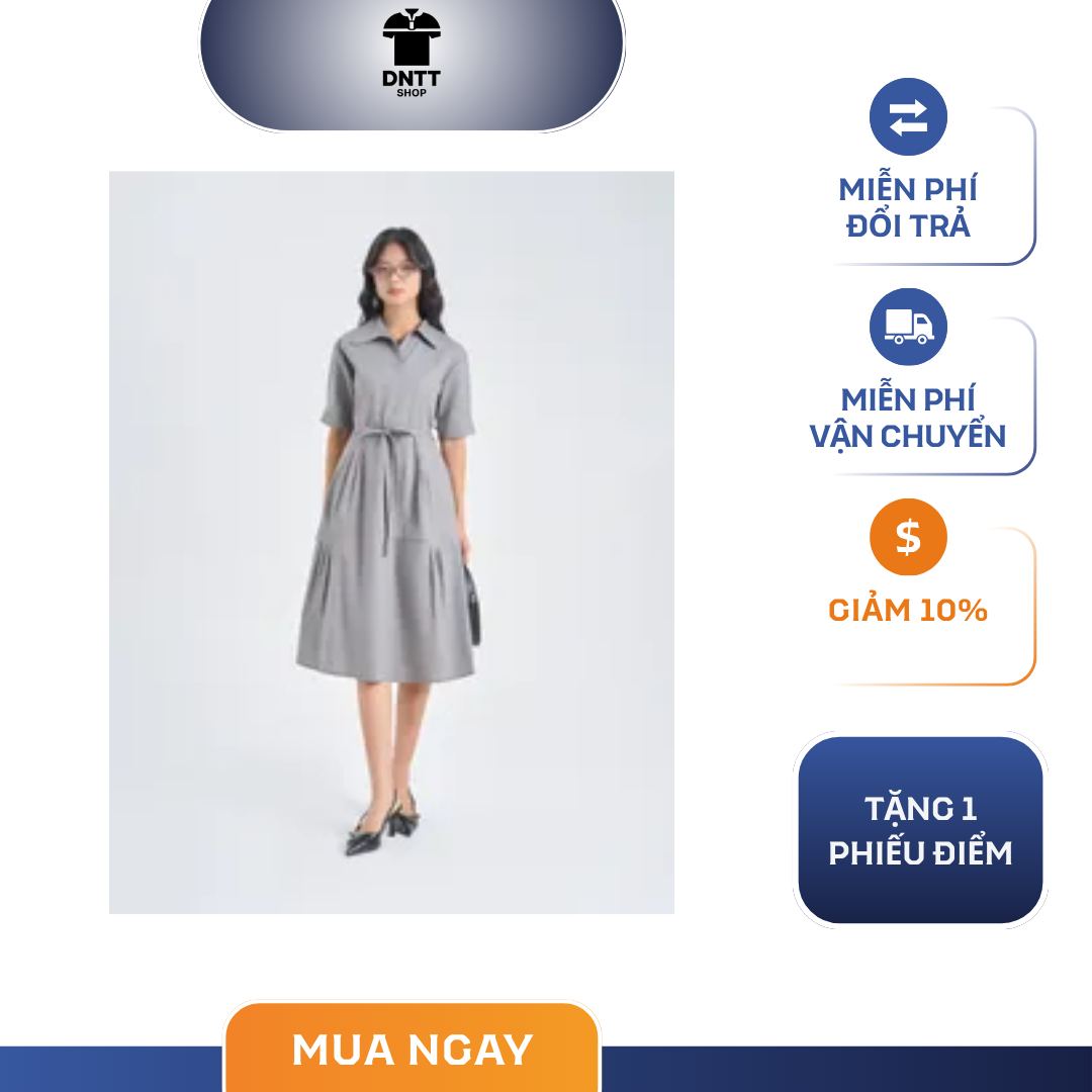 Váy liền nữ cotton tay lỡ dáng A