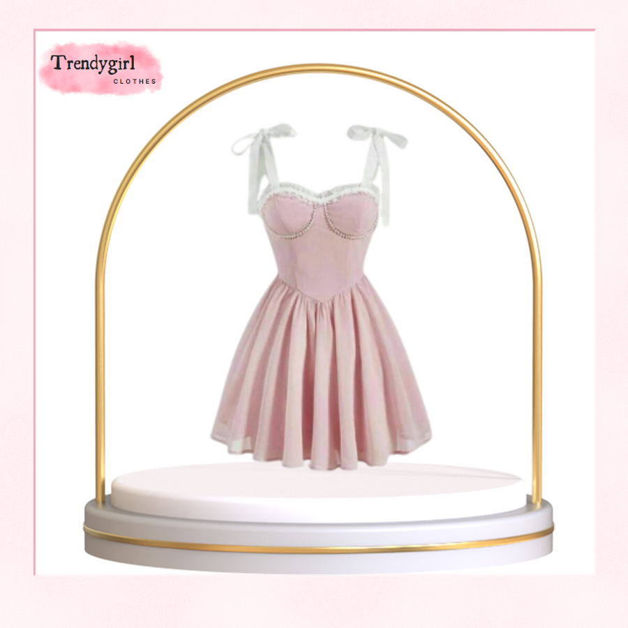 Đầm 2 dây nơ đính đá