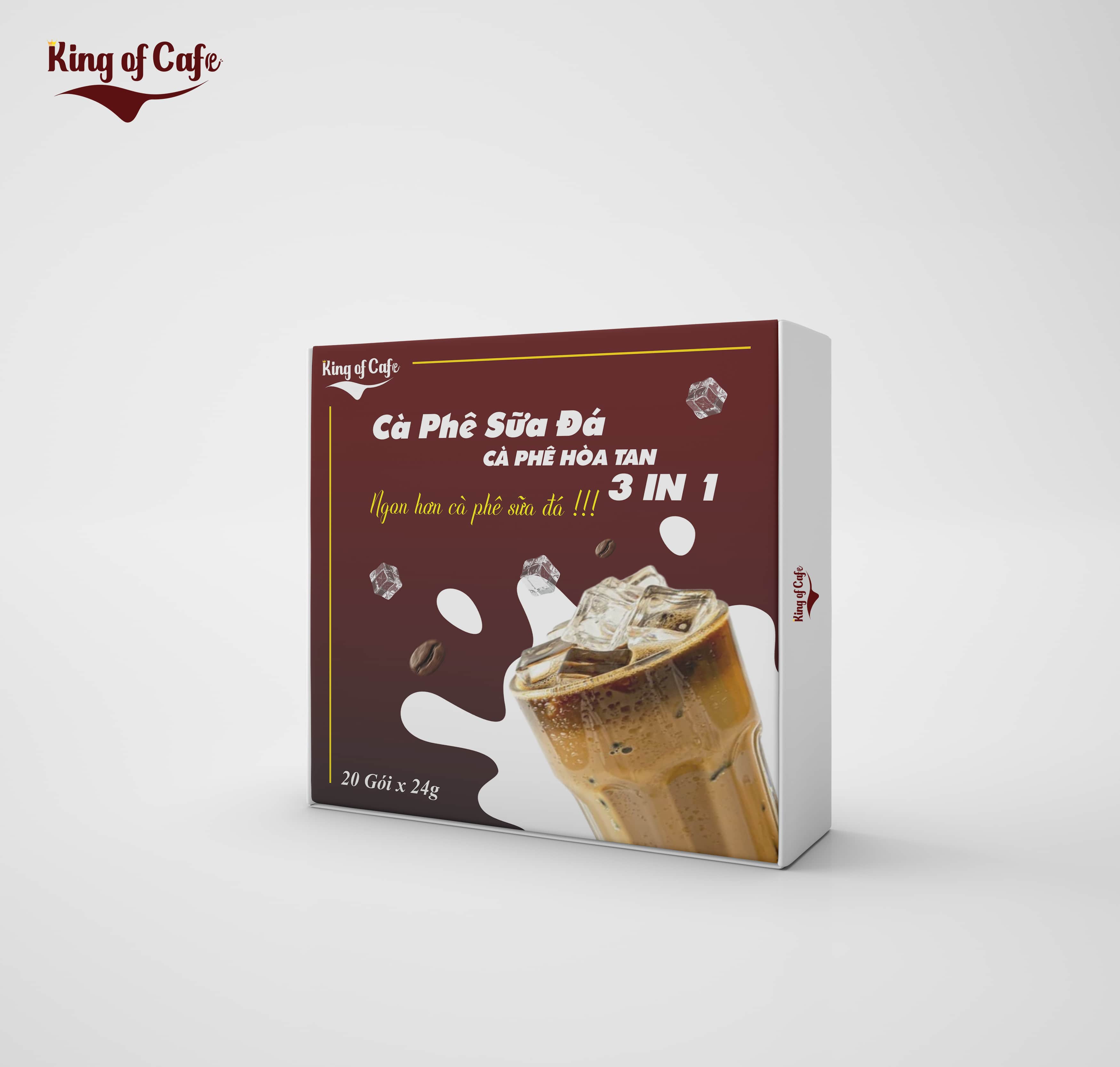 Cà phê hòa tan sữa đá King Of Cafe hộp 20 gói - Ngon hơn cà phê sữa đá