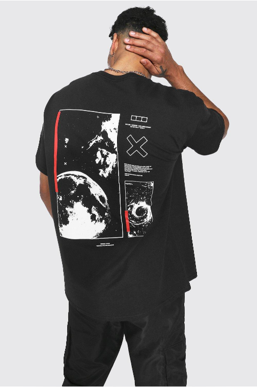 Unite Oversize Space Black Print T-shirt