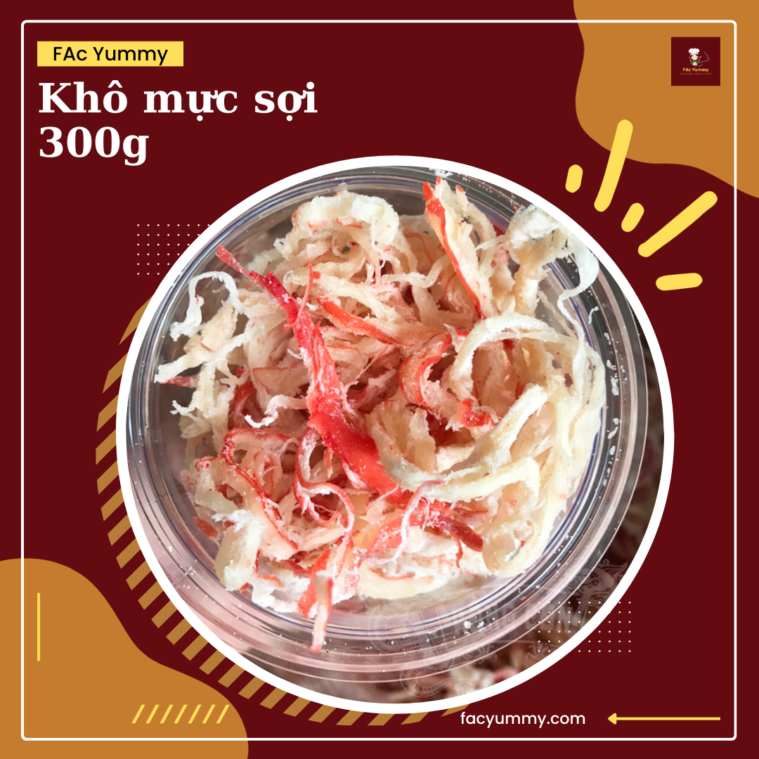 Khô mực xe sợi hấp nước dừa 100g FAc Yummy