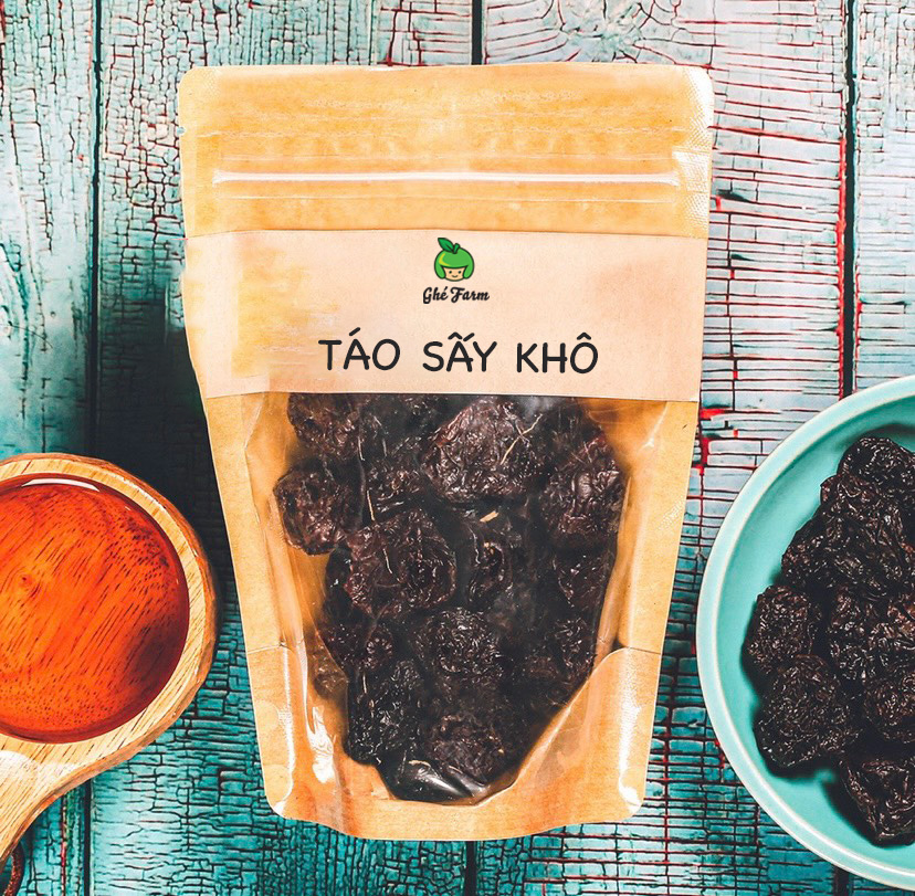 Táo sấy khô, 300g, bịch, mẫu kraft 1 mặt trong