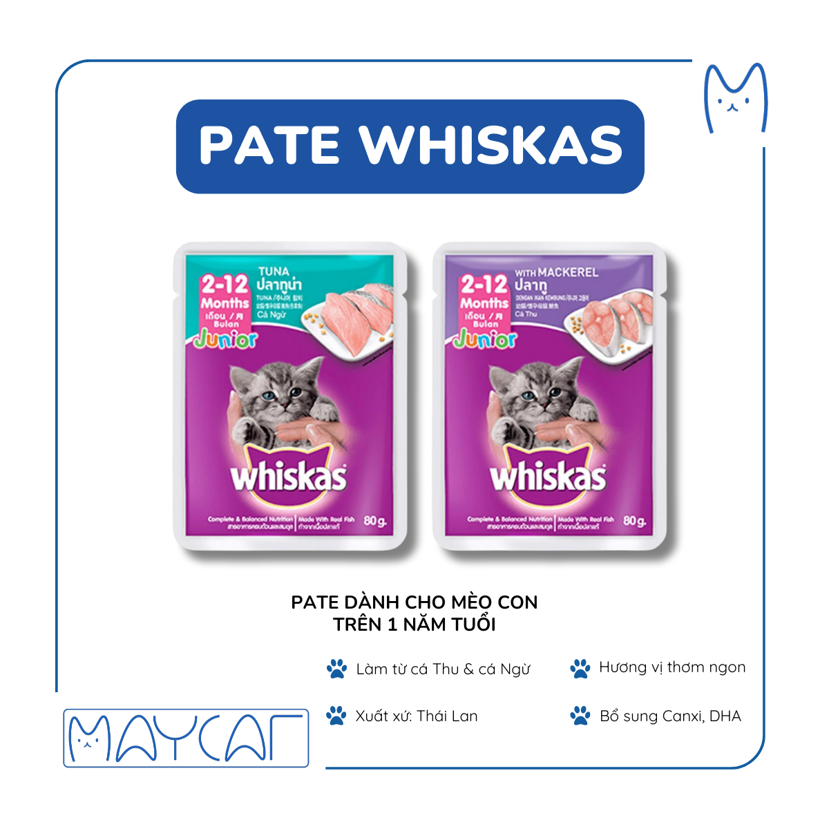 Pate  WHISKAS  - Dành Cho Mèo Con - 80 g