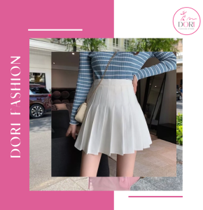 Chân Váy xếp ly DORI Tenis Lưng Cao Kiểu Tennis Skirt Chất Tuyết Mưa