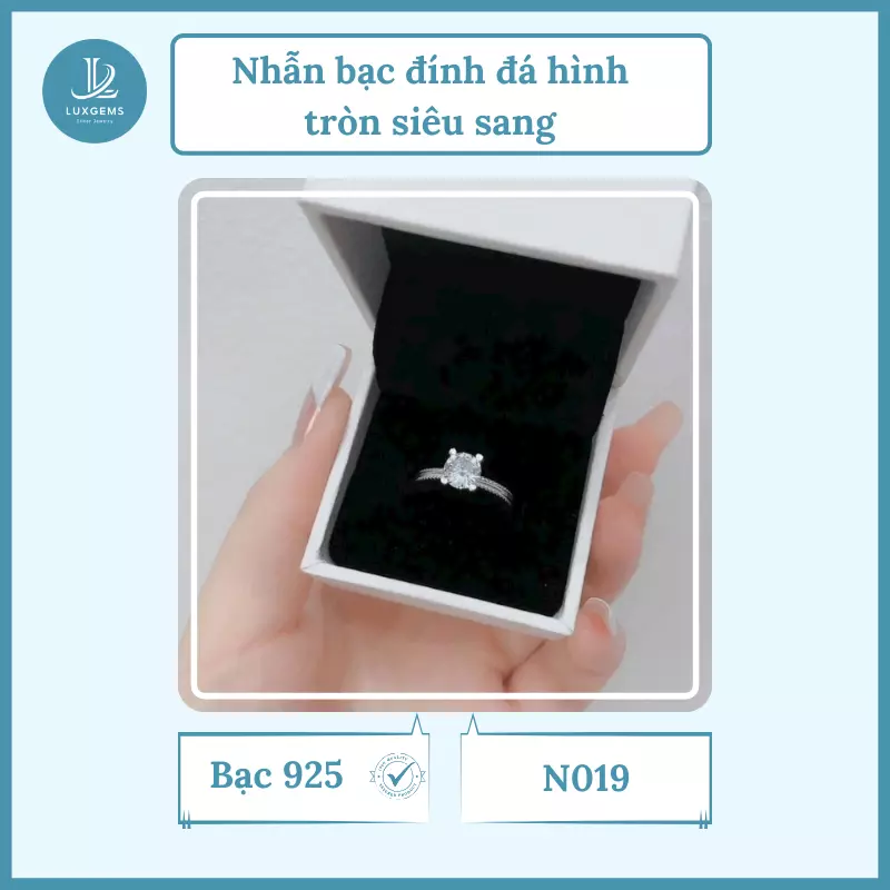 Nhẫn bạc Luxgems đính đá siêu xinh_N020