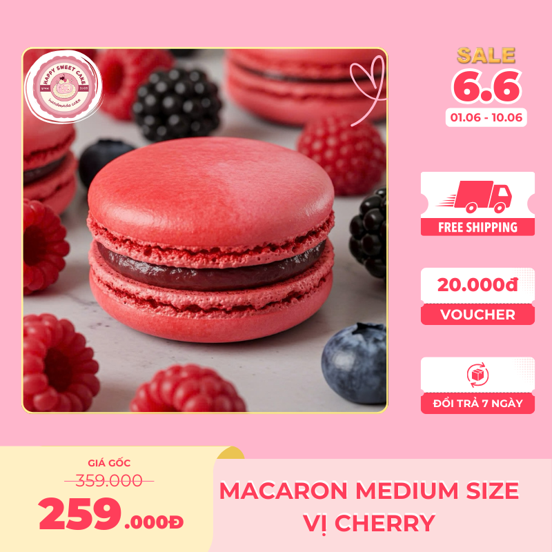 Macaron medium size_Vị cherry_Happy Sweet Cake