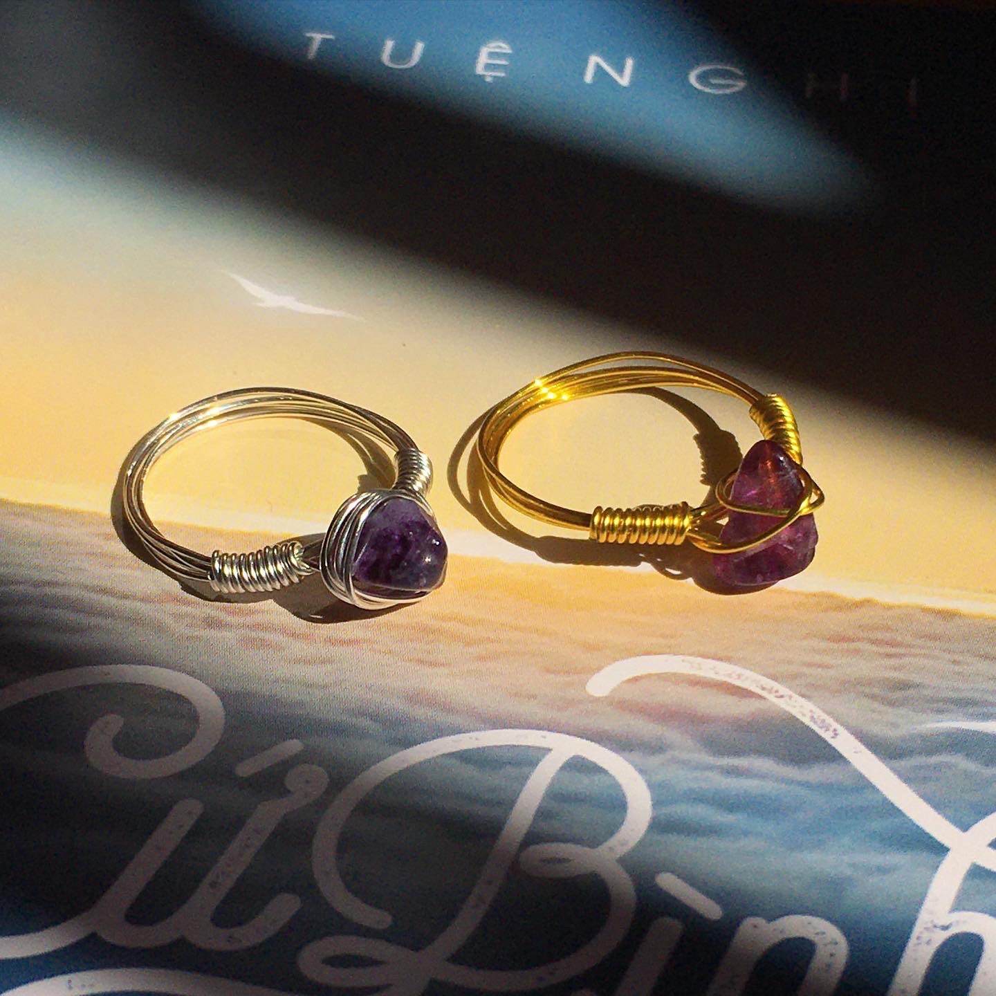 Nhẫn đá Amethyst - Đá thô