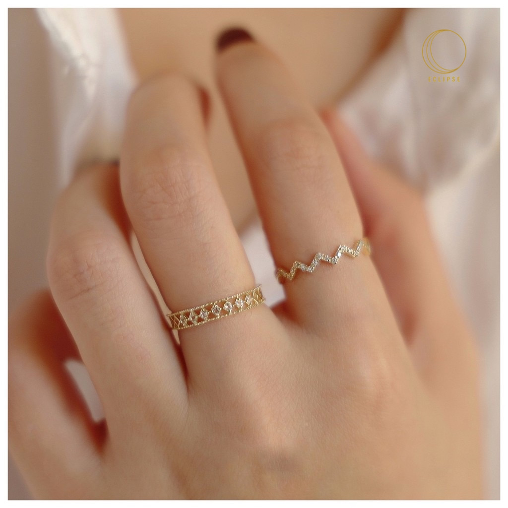 Bộ 2 nhẫn nữ mạ vàng 14K Galix và Winding Eclipse Charm
