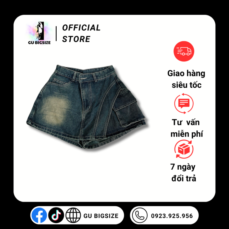 Quần váy jean túi hộp GU bigsize QVJ2041