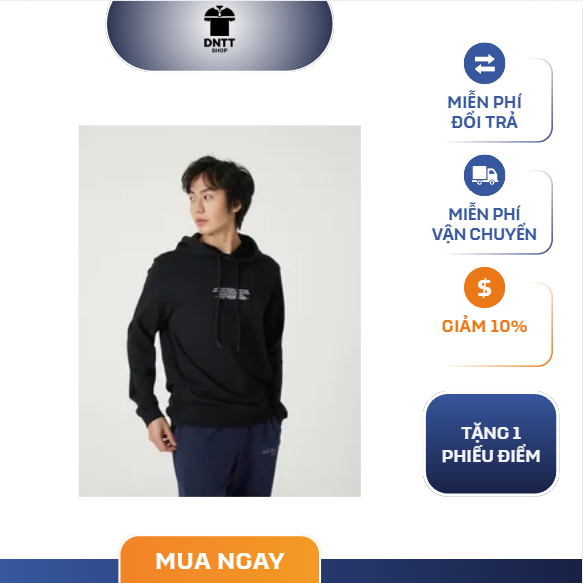 Áo nỉ nam có mũ in hình trước ngực