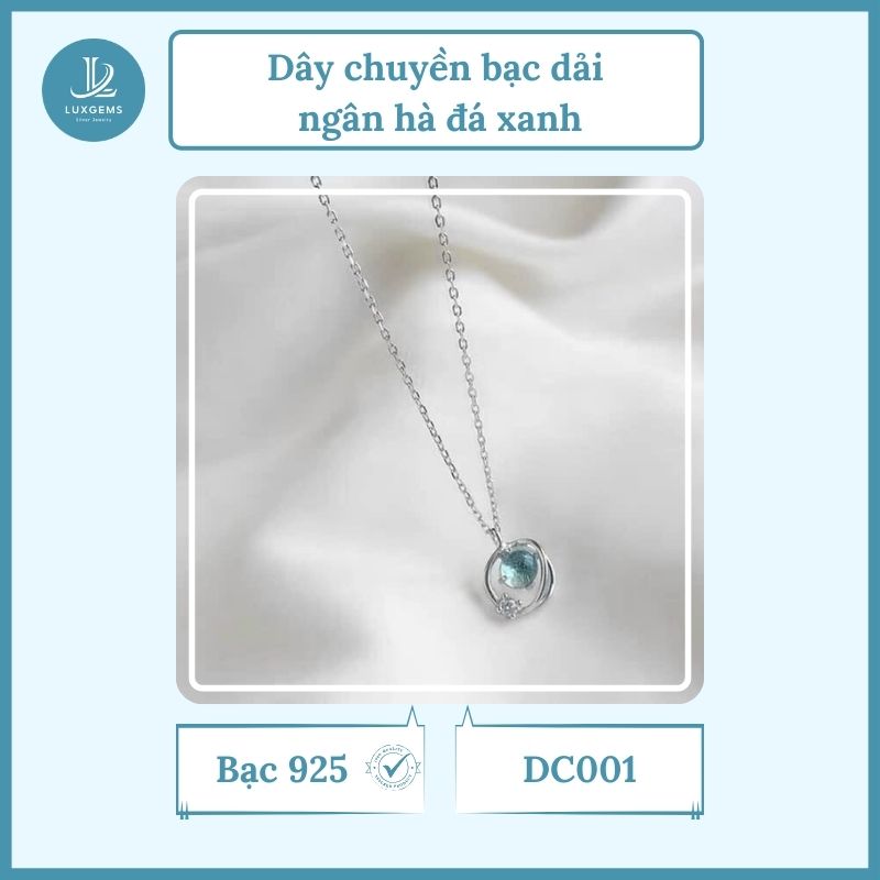 Dây chuyền bạc Luxgems dải ngân hà đá xanh xinh xắn_DC001