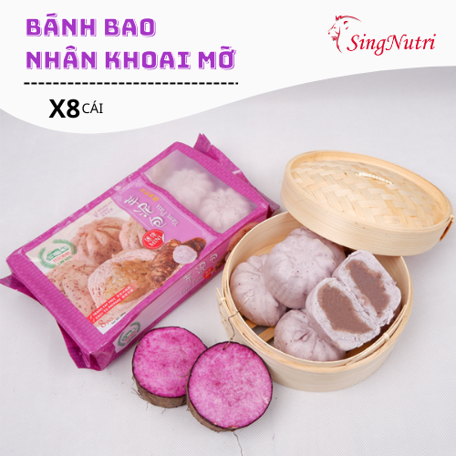 BÁNH BAO NGỌT NHÂN KHOAI MỠ 1 Gói 8 Bánh 280G SingNutri